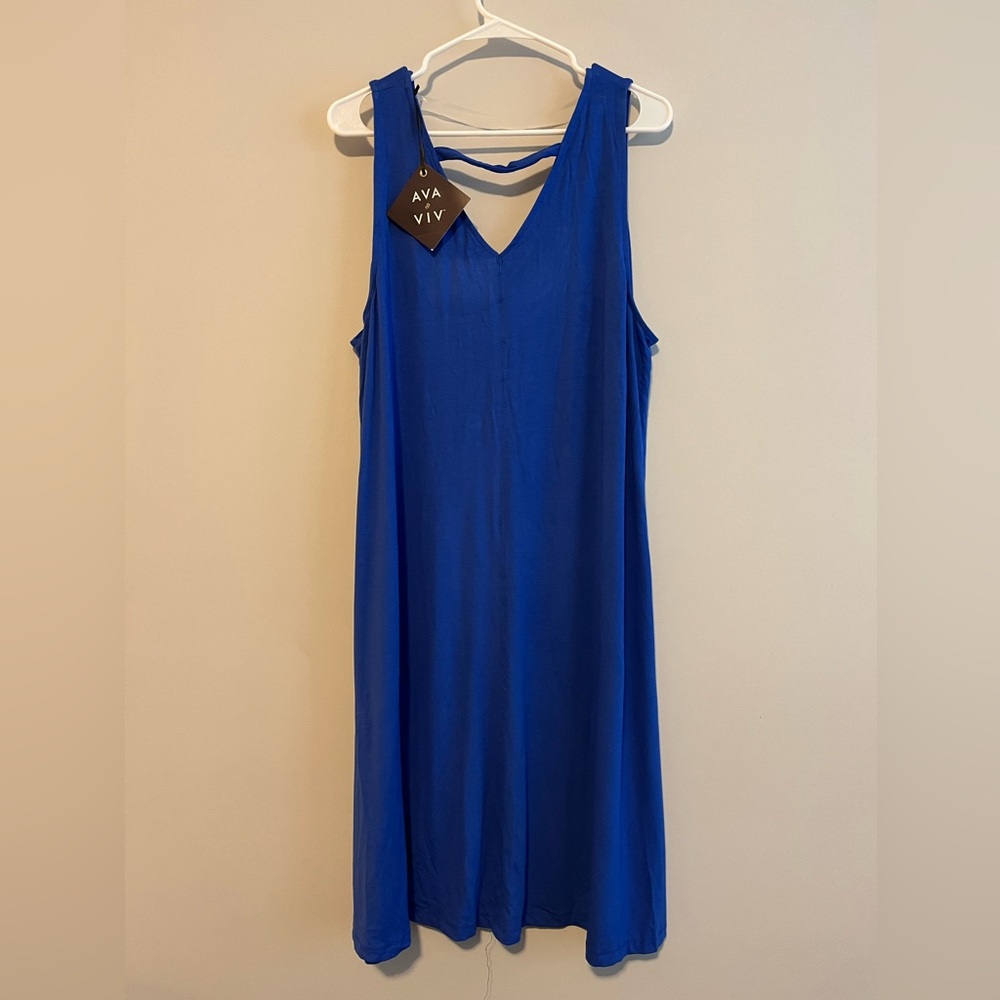 NWT Target Ava & Viv Lightweight Blue V-Neck Summer Dress in 2X